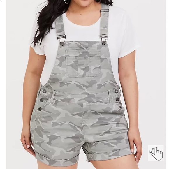 torrid Pants - Torrid Twill Shortall Camo Overalls - Size 18